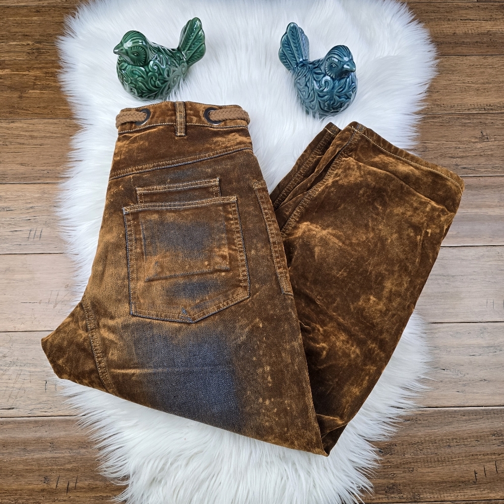 Free People We The Free Flocked Moxie Barrel Jeans Rust Size 29 - Picture 13 of 16